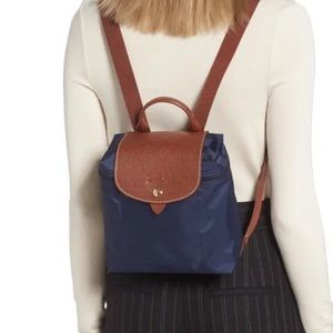 Longchamp navy Mini Le Pliage Canvas Backpack